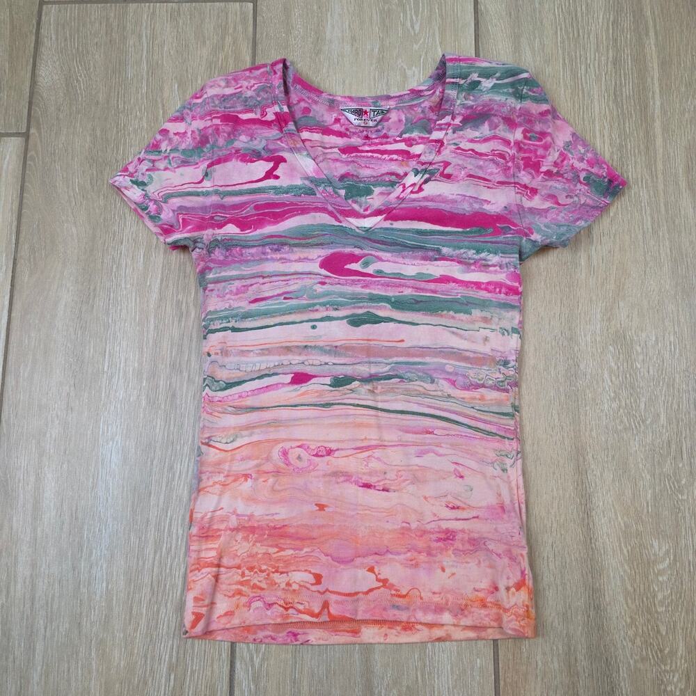 Hard Tail Forever Baby Tee Womens S Pink Tie Dye Made USA Stretch Vintage Y2K